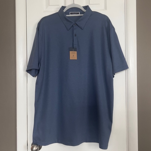 NWT Charles Tyrwhitt Performance Semi Plain Polo in Steel Blue Size XL - Picture 5 of 13